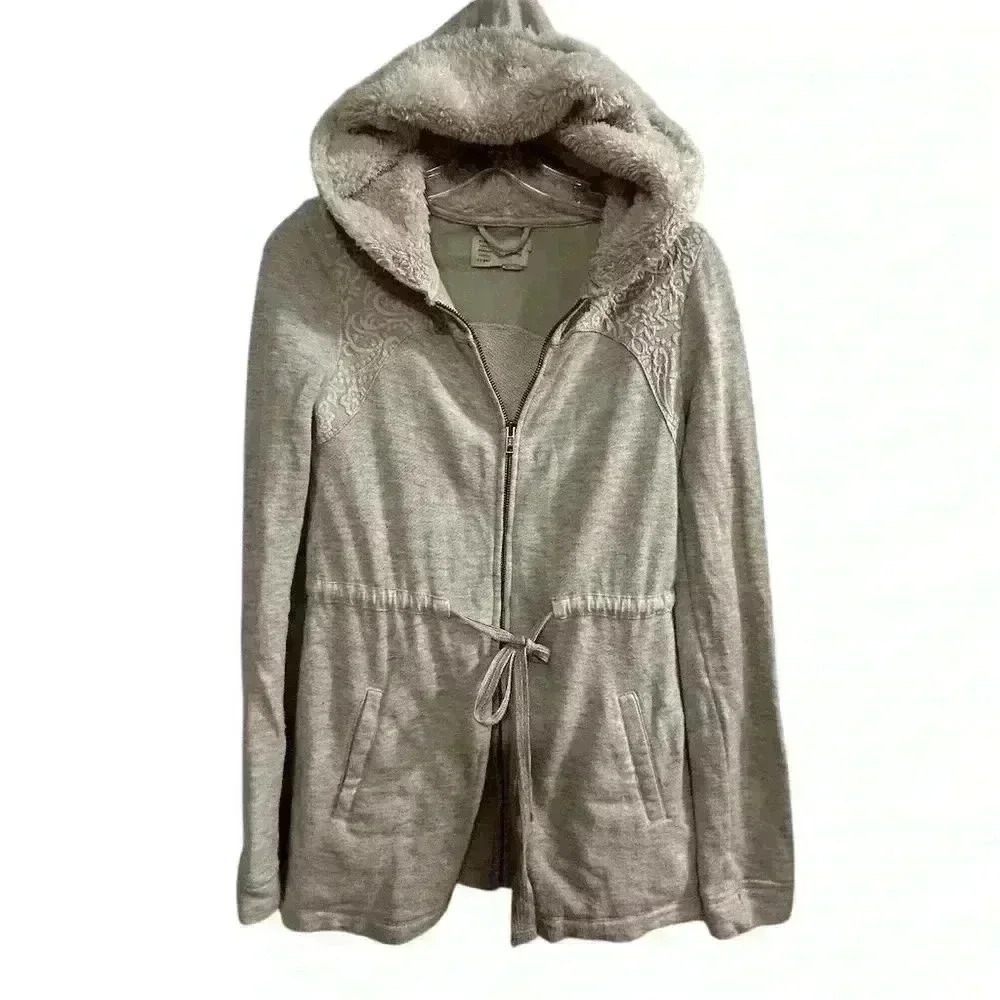 Anthropologie‎  Saturday Sunday Women's XS Gray Hooded Full-Zip Sweater jacket